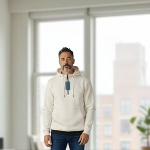 Men's White Hoodie with Black Trim